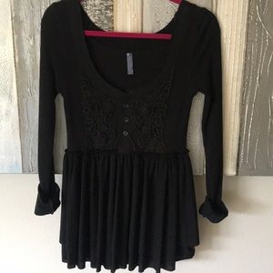 FREE PEOPLE long sleeve black winter shirt